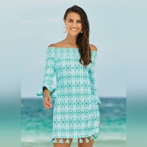 CABANA LIFE Sunshine Shore Off The Shoulder Mini Dress